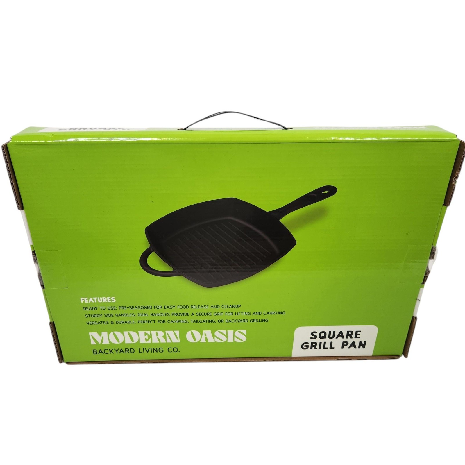 Modern Oasis Square Grill Pan Cast Iron Black Double Handle 18×12 New Kitchen