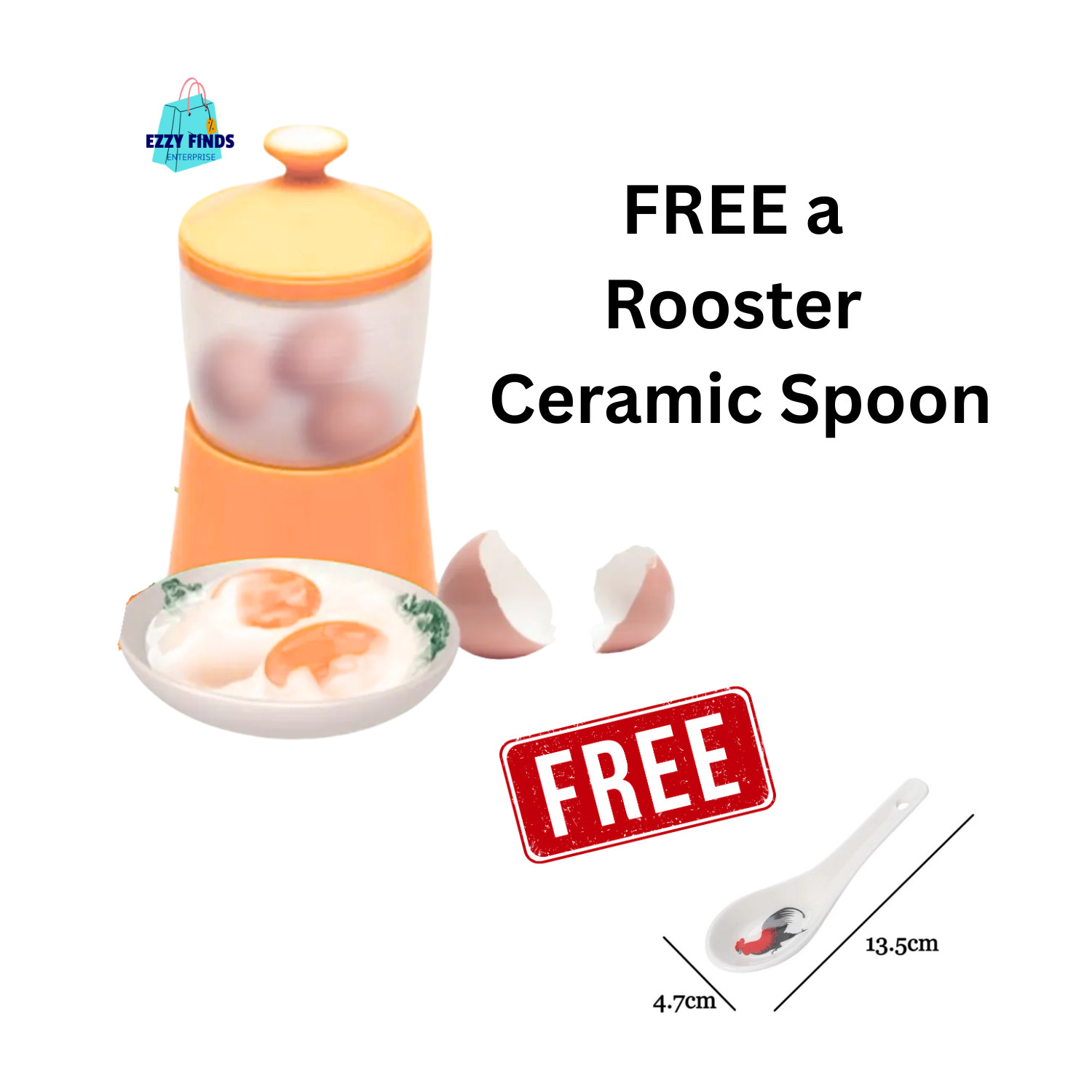 Half Boiled Egg Maker FREE Ceramic Spoon Original Made in Malaysia No Electric