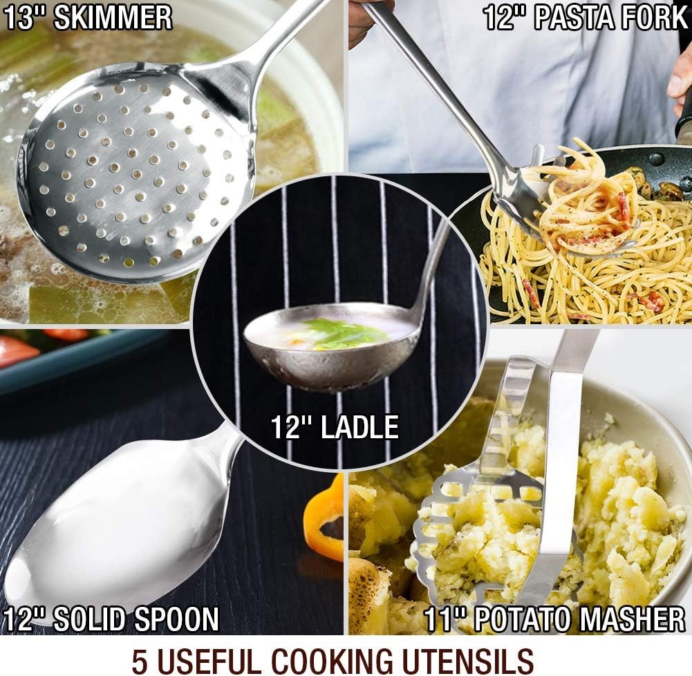 HOMICHEF 14pc Nickel Free Stainless Steel Cookware Set Non-Toxic Pots & Pans