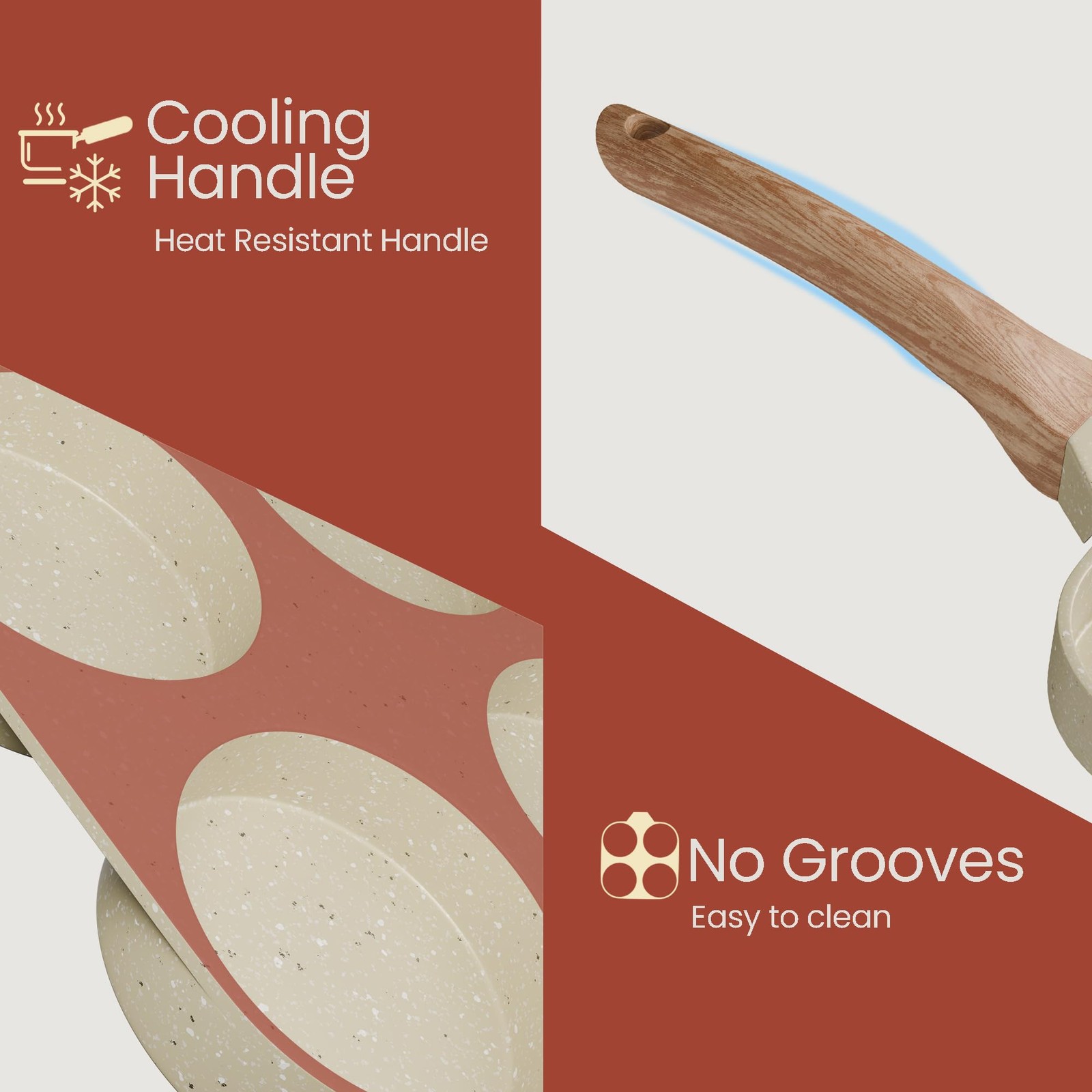 4-Cup Nonstick Frying Egg Pan White Marble, Granite Pancake Pan, PFOS & PFOA …