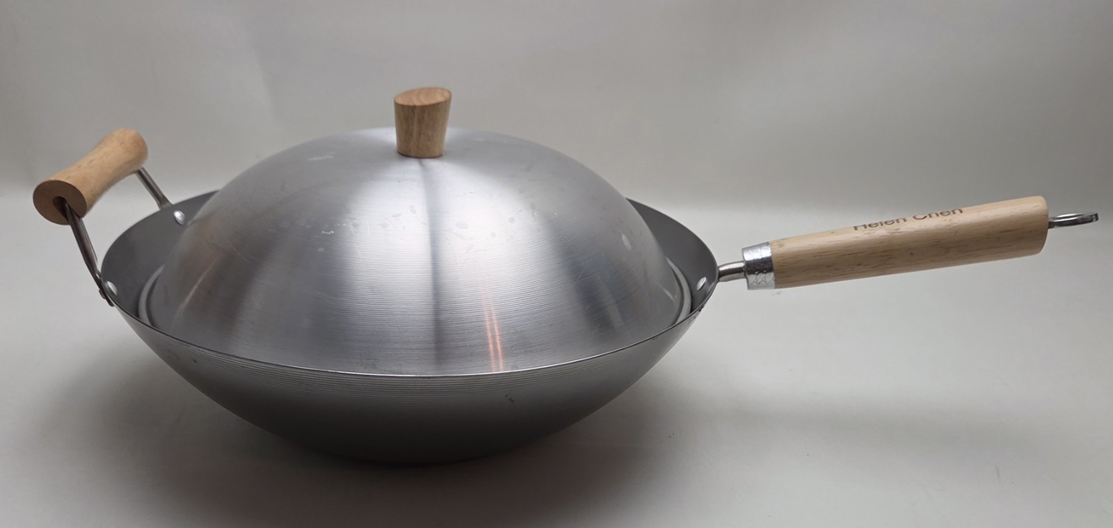 Helen Chen Wok Flat Bottom Carbon Steel Asian Kitchen With Lid 14″