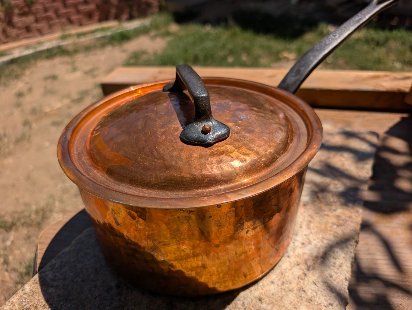 Hand Made In France 8-1/2″ Copper Pot & Lid -Made in France