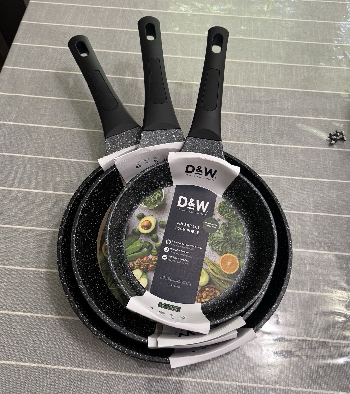 Deane & White D&W 3Pc Frying Pan / Skillet Set 11″ 9.5″ & 8″ Black Cookware New