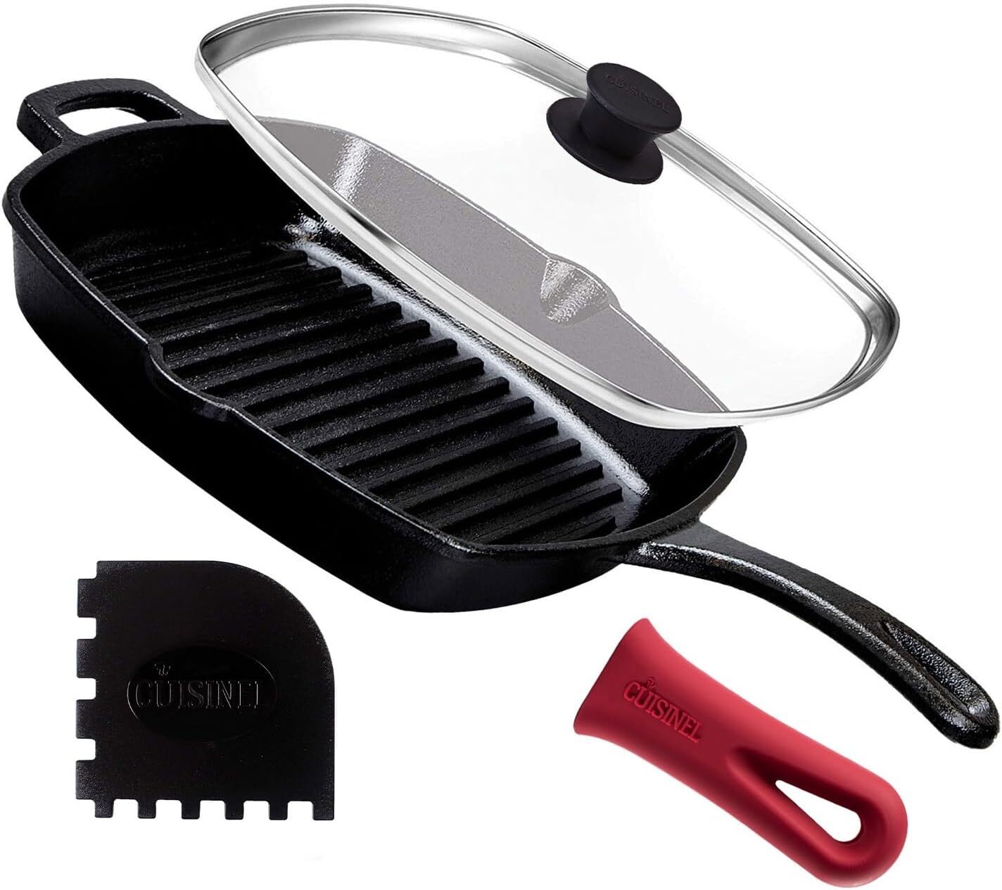 Cast Iron Square Grill Pan For Grilling, Frying, Stir-Frying