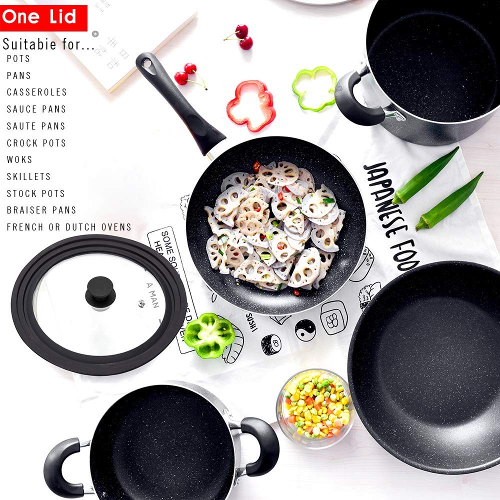 Universal Lid for Pots,Pans and Skillets – Tempered Glass with Heat Resistant…