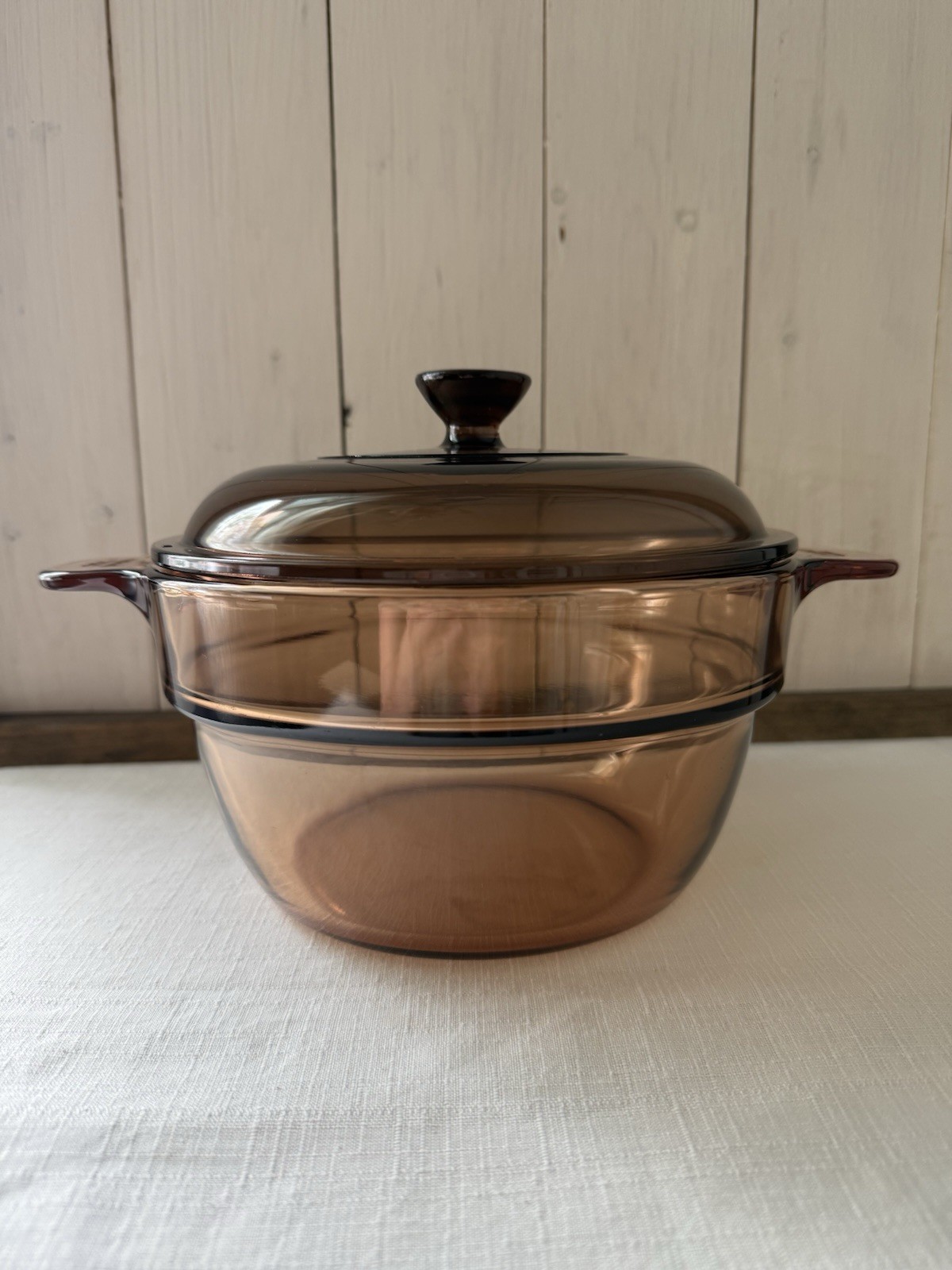 Vision Corning V-20-B Amber Double Boiler Insert Pyrex V1.5C Lid France LID CHIP