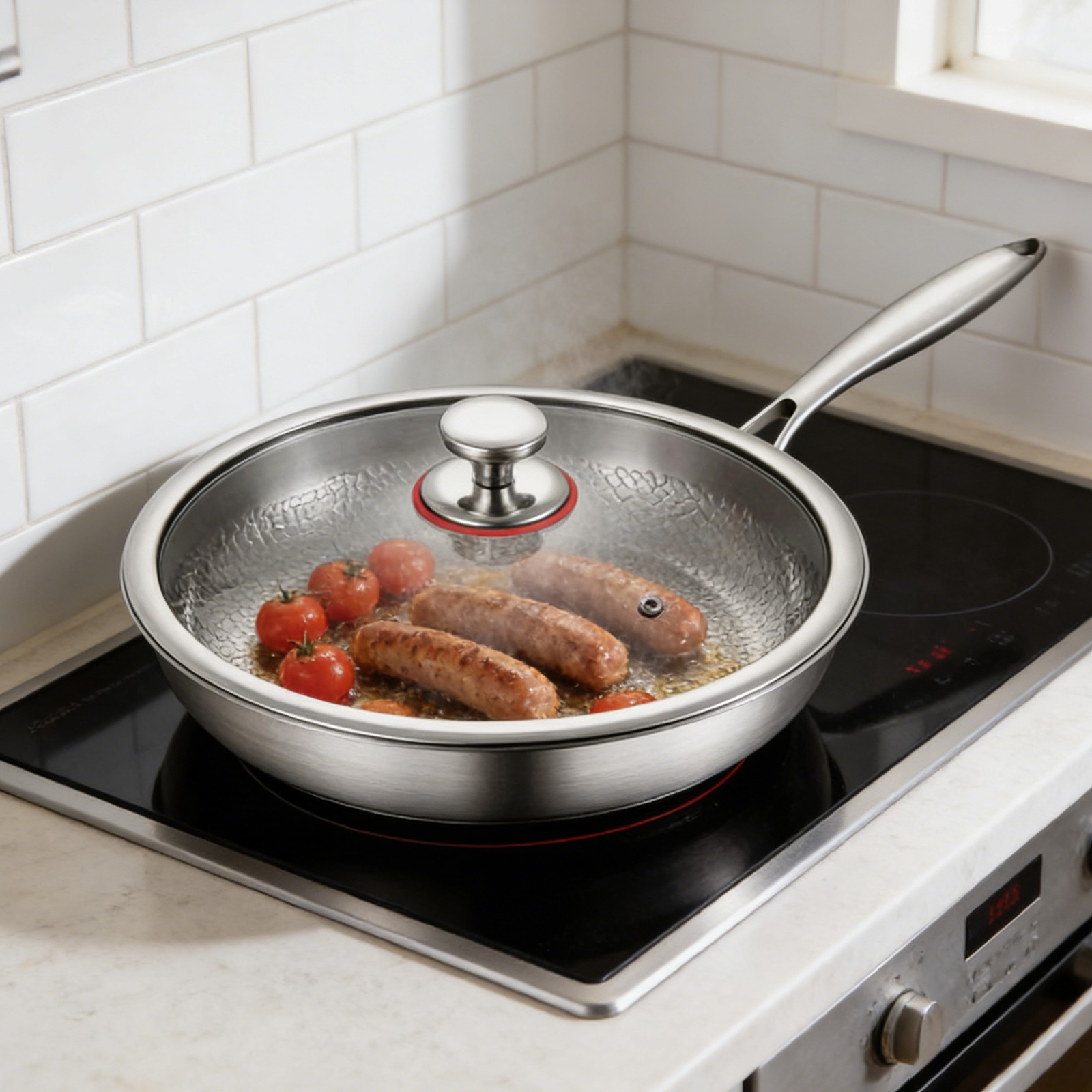11.02 In Titanium Frying Pan With Lid , Frying Pan, Cooking Pan For Pan-frying