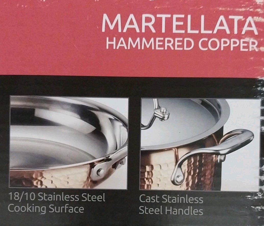 Lagostina MARTELLATA HAMMERED COPPER 3Qt Covered Casserole New Open Box 📦