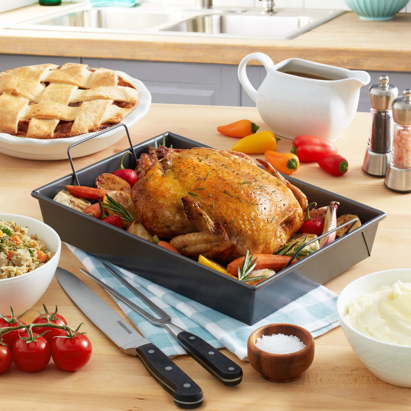 Professional Non-Stick Roast Pan with Non-Stick Rack, 13-Inch-by-9-Inch