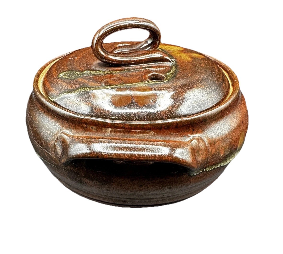 Vintage Pottery Steamer With Lid Asian Vegetables Signed