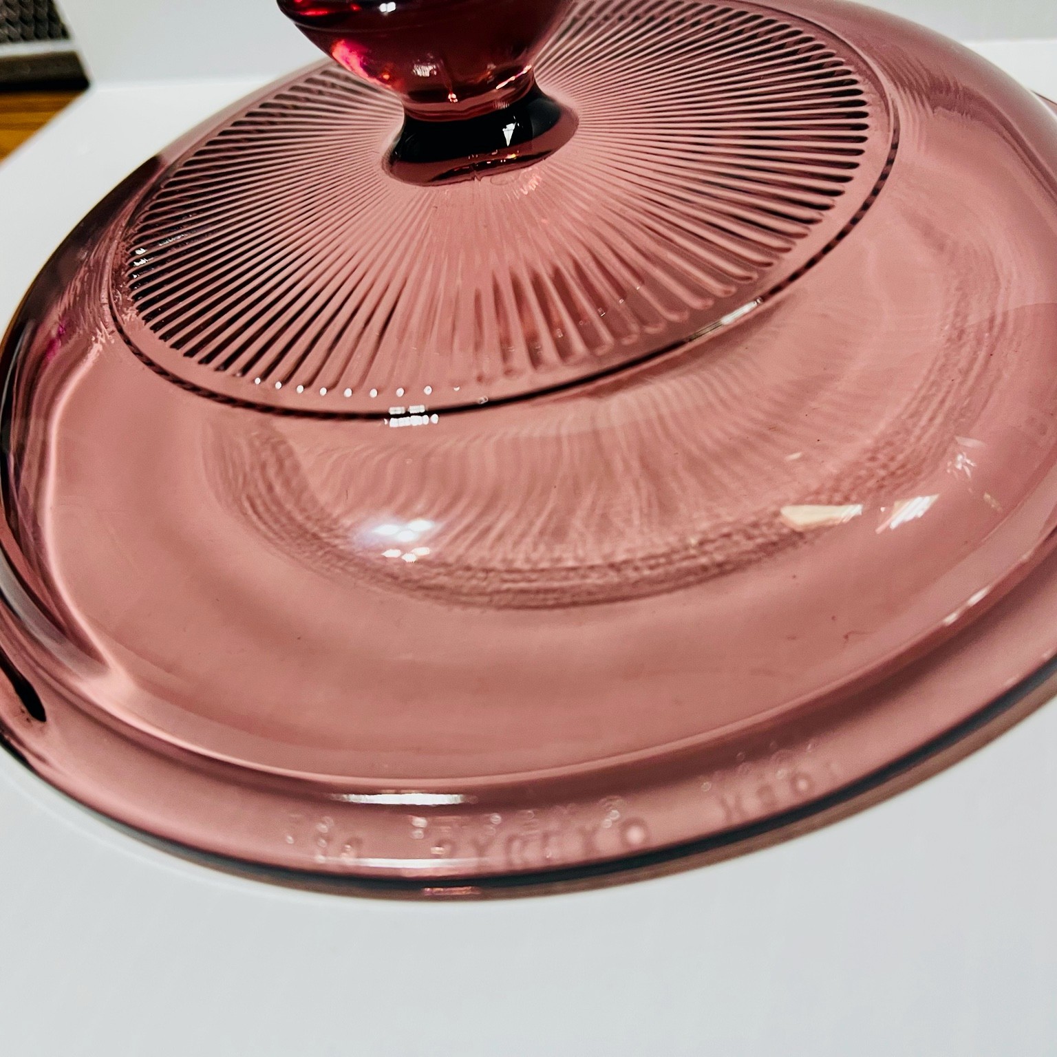 Pyrex Visions Cranberry Glass Lid V1C 6.5″ Replacement Cover Rim Marked 36 PYREX