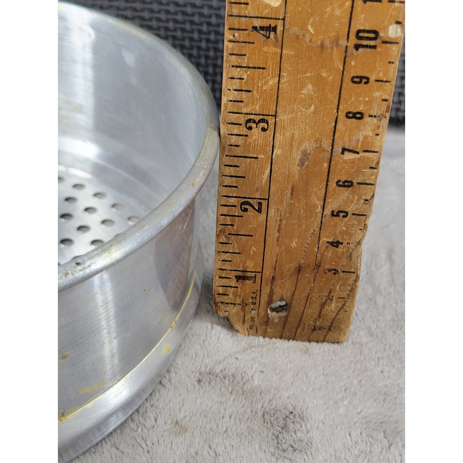 Vintage Aluminum Steamer Basket Insert Round Pot Strainer Dual Handles Taiwan