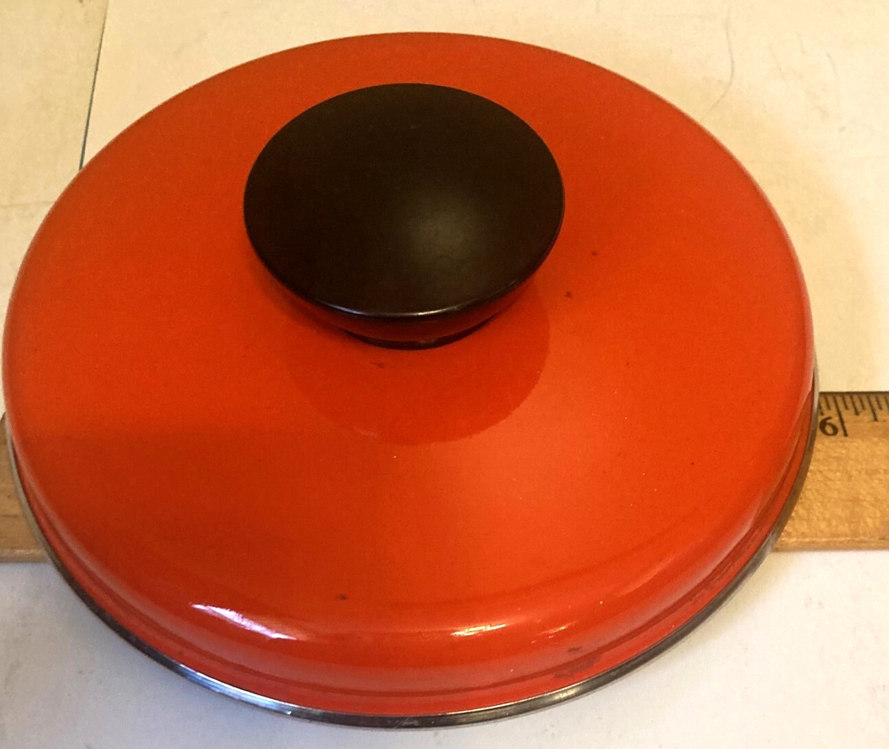 Sauce Pan Lid Enamel Metal Cooking Orange Replacement Lid Fits 5.75″ Pot