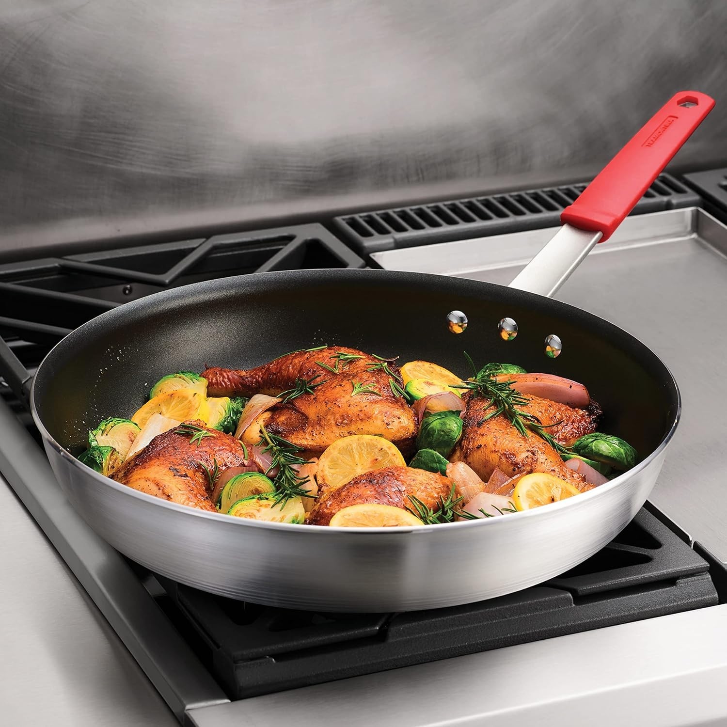 Professional 14-Inch Non Stick Extra Large Frying Pan, Heavy-Gauge Aluminum S…