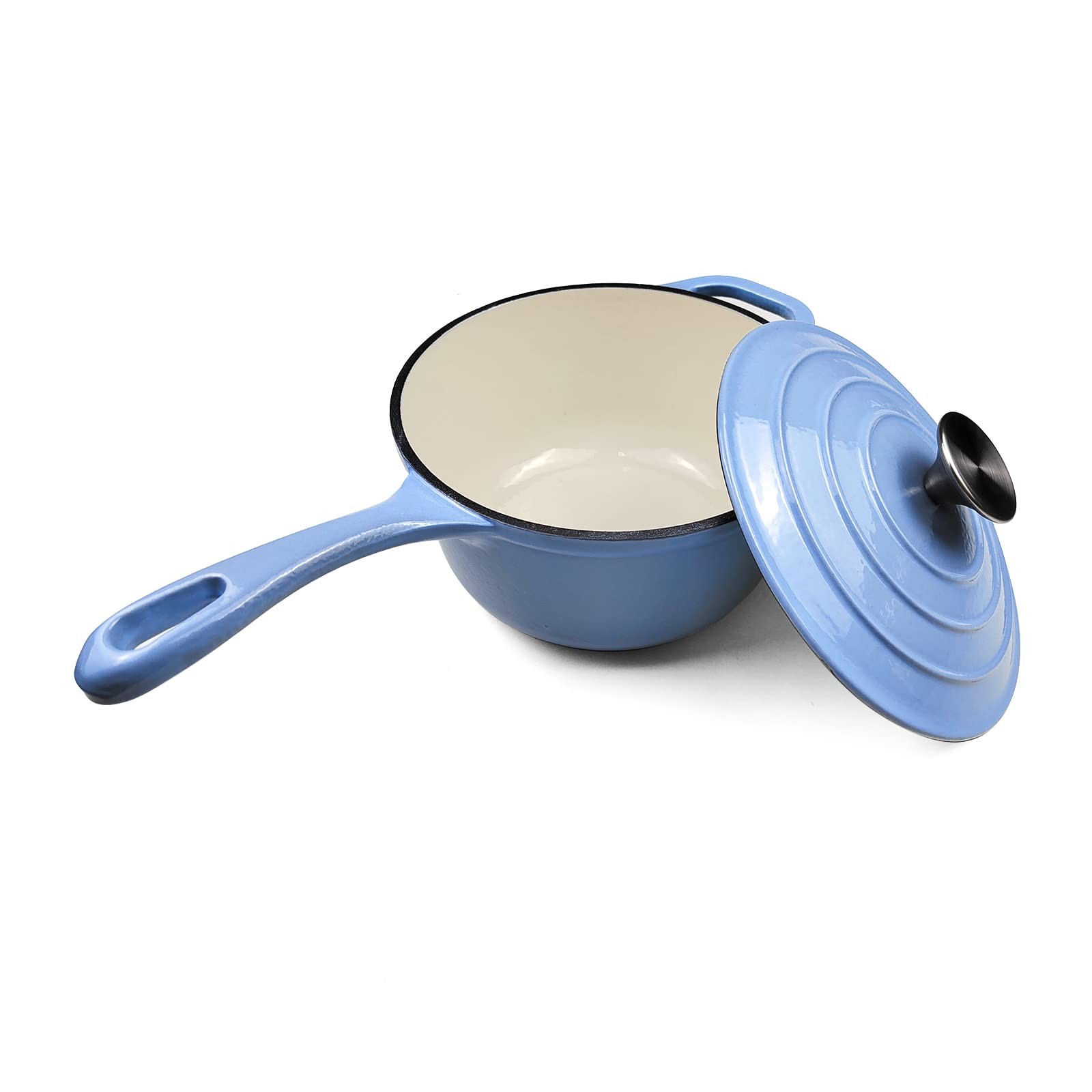 Hawok 2 Qt Enameled Cast Iron Saucepan 7 Inch Lid Blue