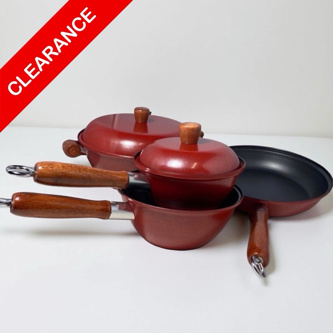 7 Pc Carbon Steel Nonstick Cookware Set – Red Pan & Pot Set – Made In Taiwan