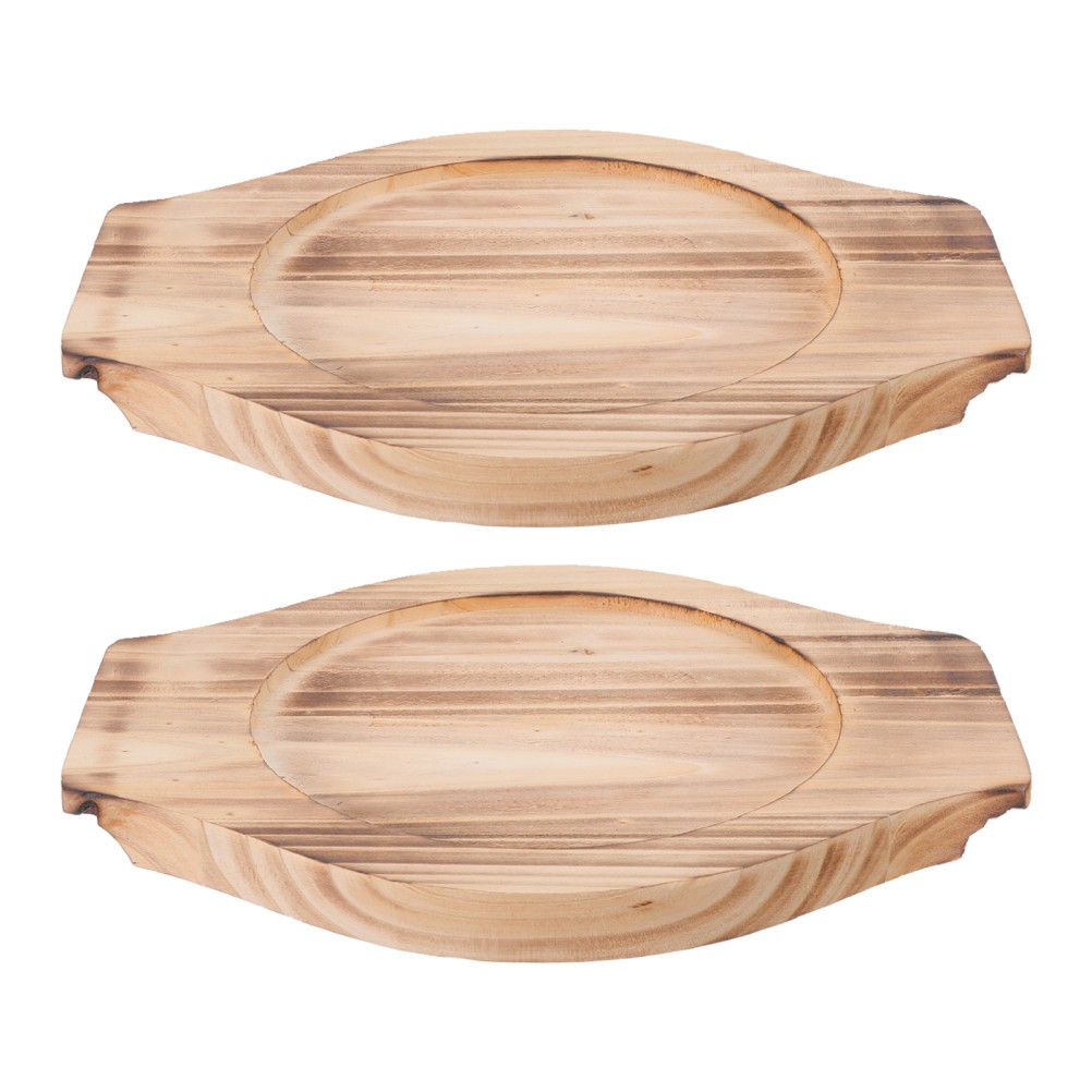2Pcs Brown Wood Kitchen Trivets Heat Resistant Hot Pot Holders with Stable Base