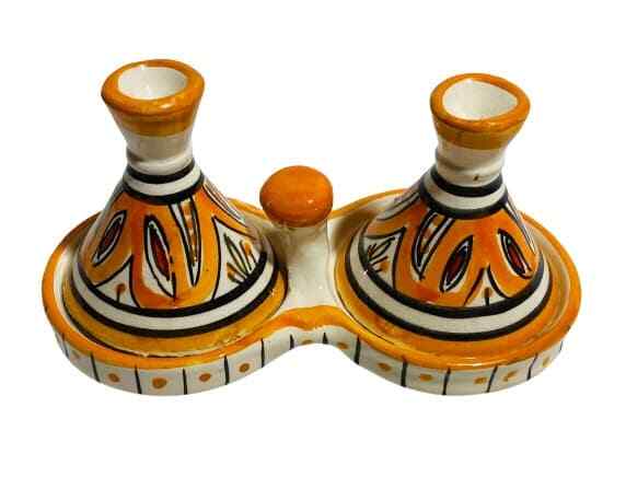 GGE “MELH ORANGE” TAGINE Multi-Purpose SALT & PEPPER SMALL Moroccan Tajine