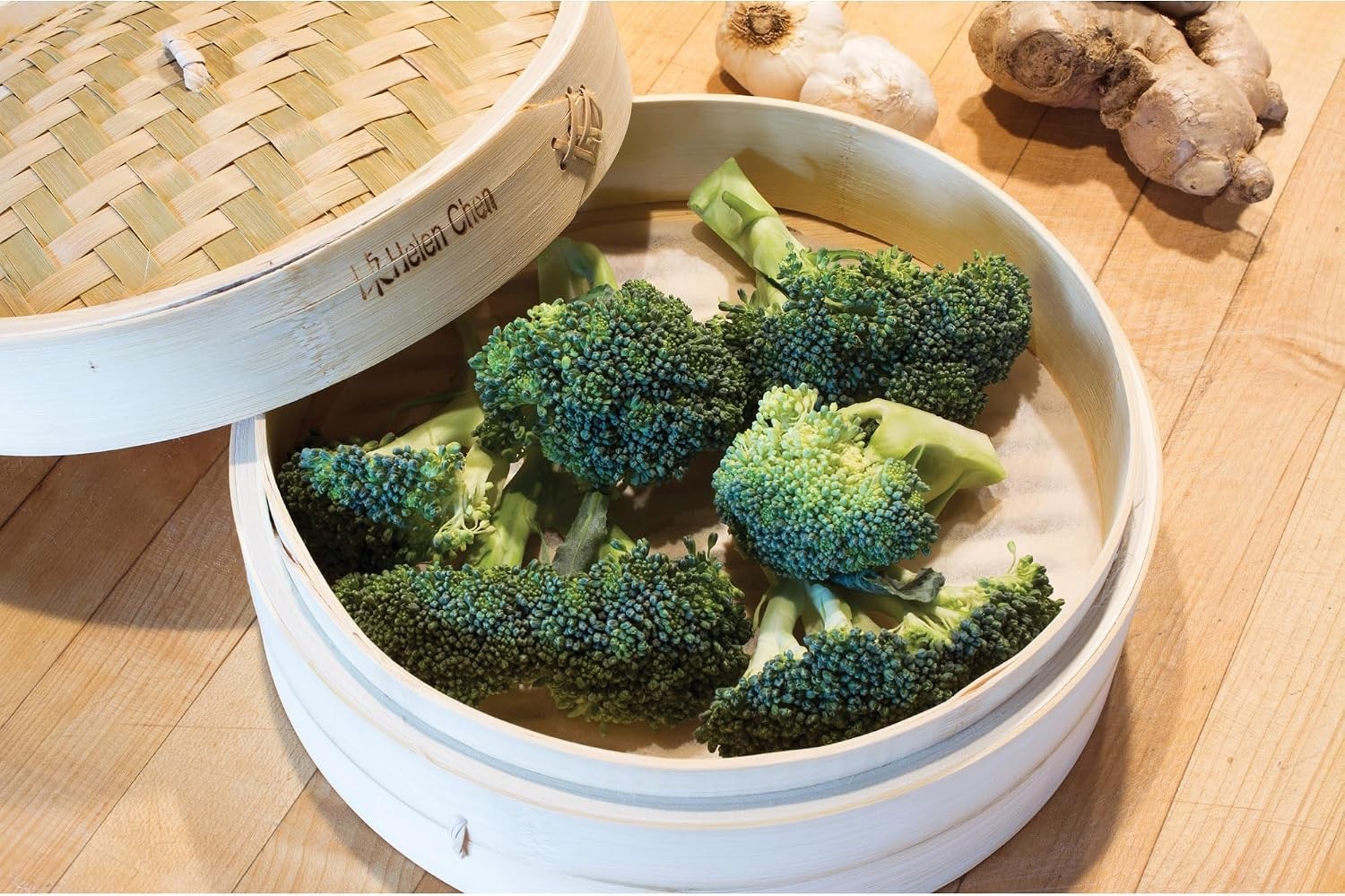 Bamboo Food Steamer W/ Lid 100% Natural Bamboo Basket Steamers Cooking Dumplings
