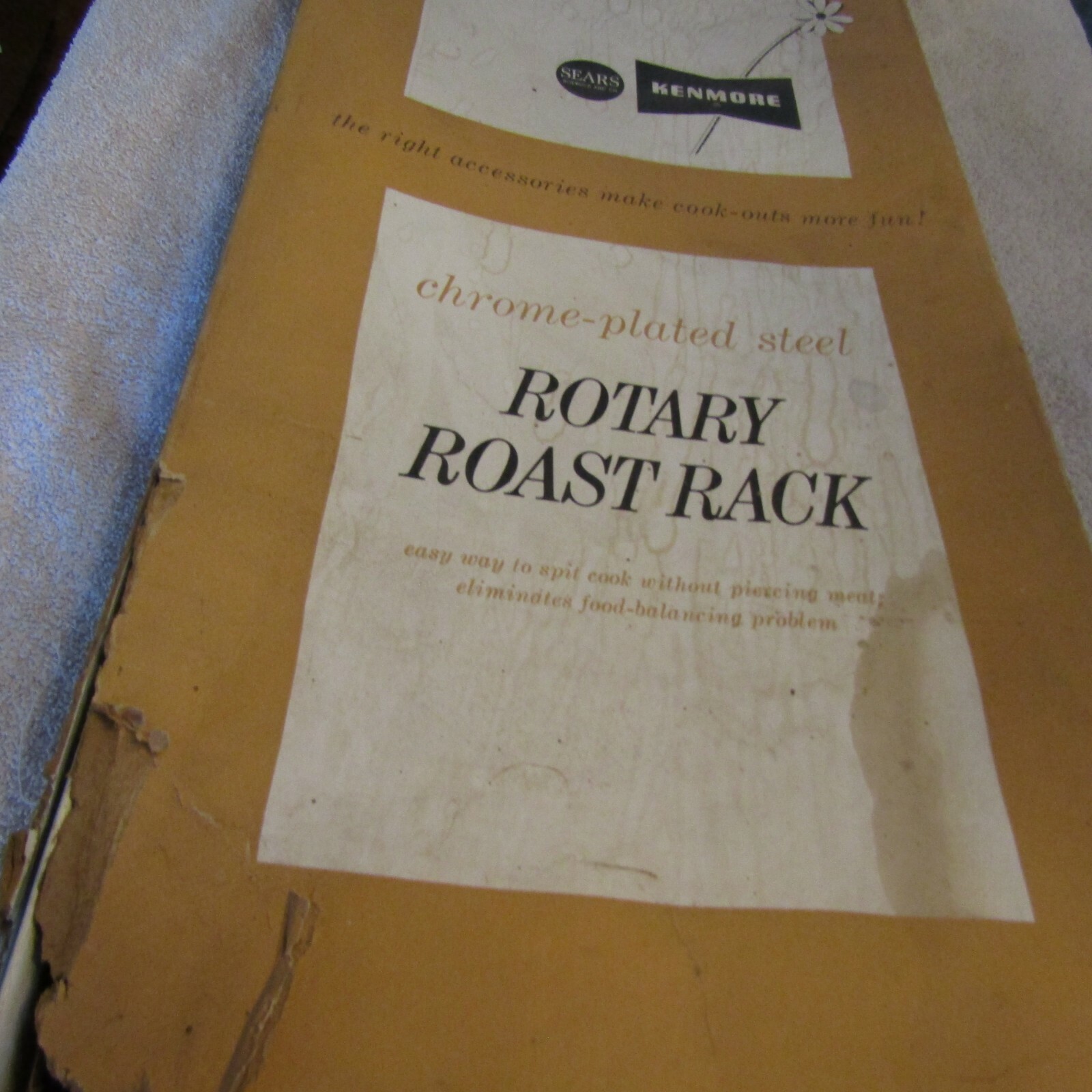 Vintage Sears Chrome Plated Steel Adjustable Rotary Roast Rack 2680 New Stock