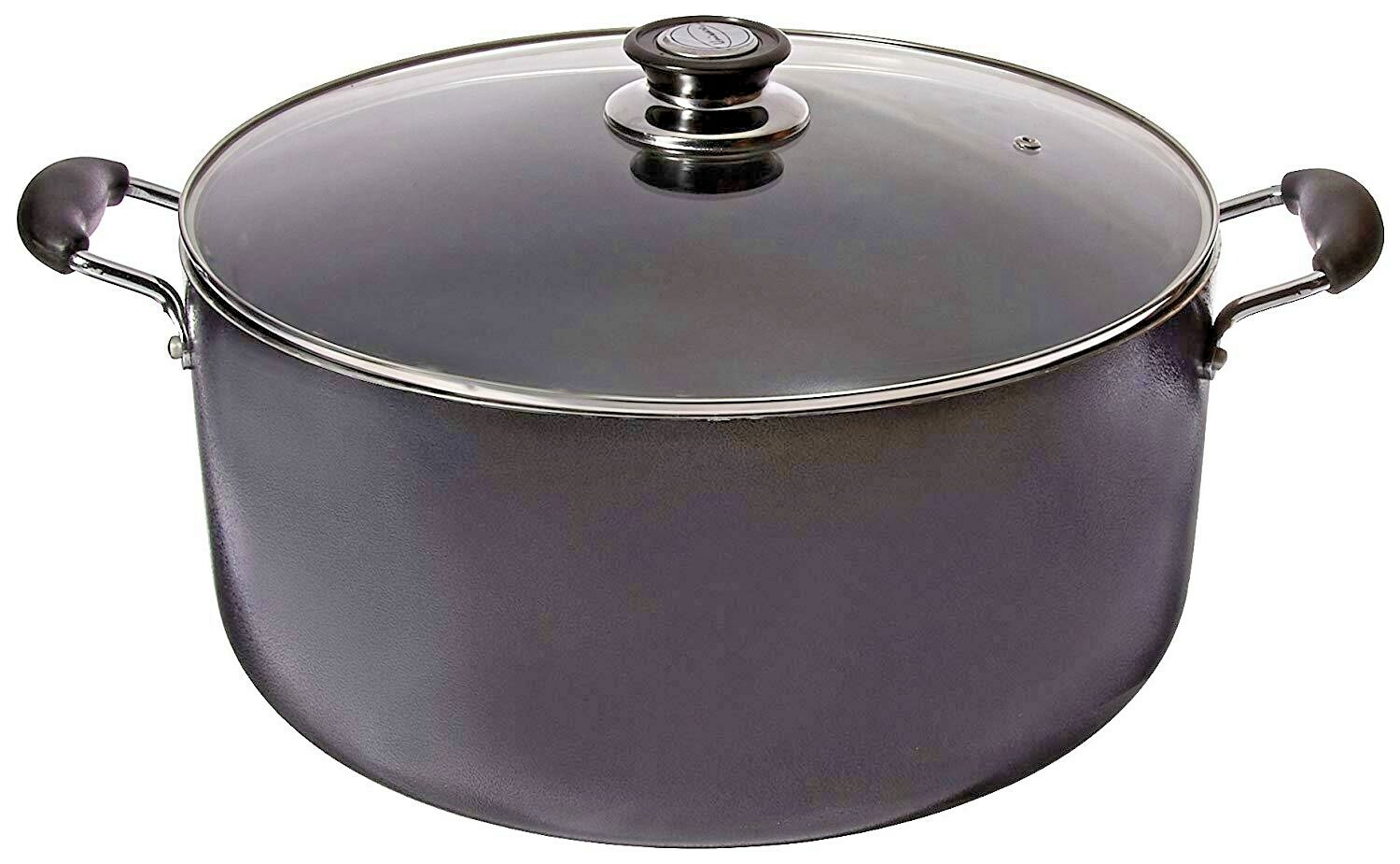 Non Stick Aluminum Sauce/Stock Pot With Glass Lid,18 Quart, Black
