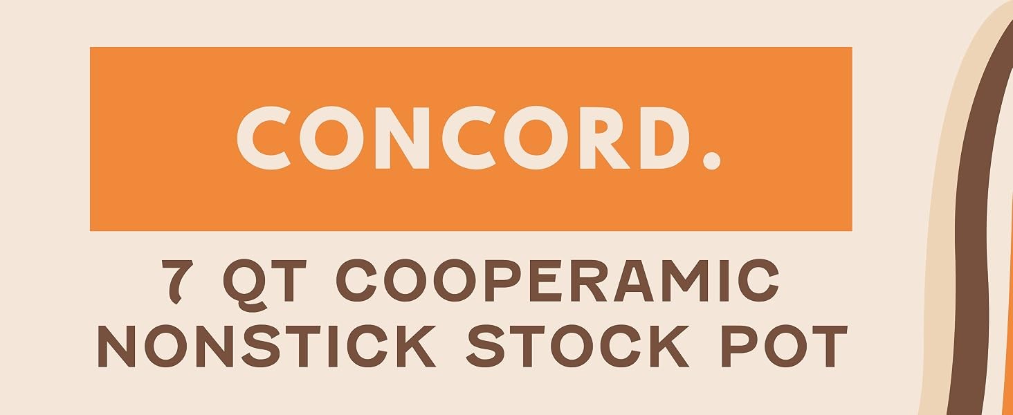 CONCORD 7 QT Copper Non Stick Stock Pot Casserole Coppe-Ramic Series Cookware