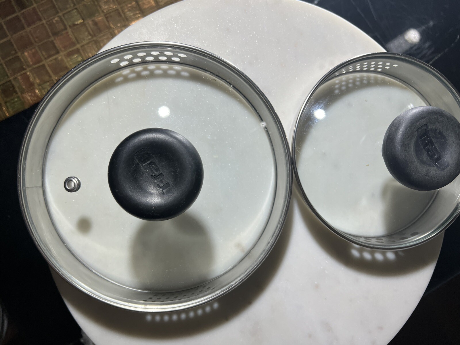 2 Pack – T-FAL Replacement Glass Lid Cover Strainer Rim -vented Rim. Free Ship