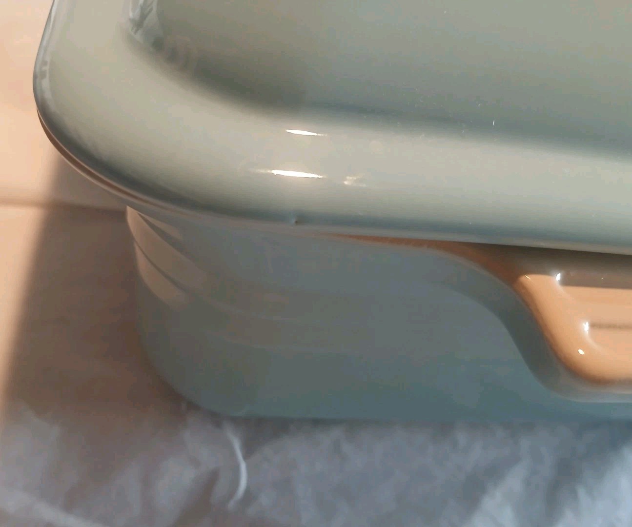 Le Creuset Seconds Stoneware 23cm/3L Square Casserole Dish with Lid, Sky Blue