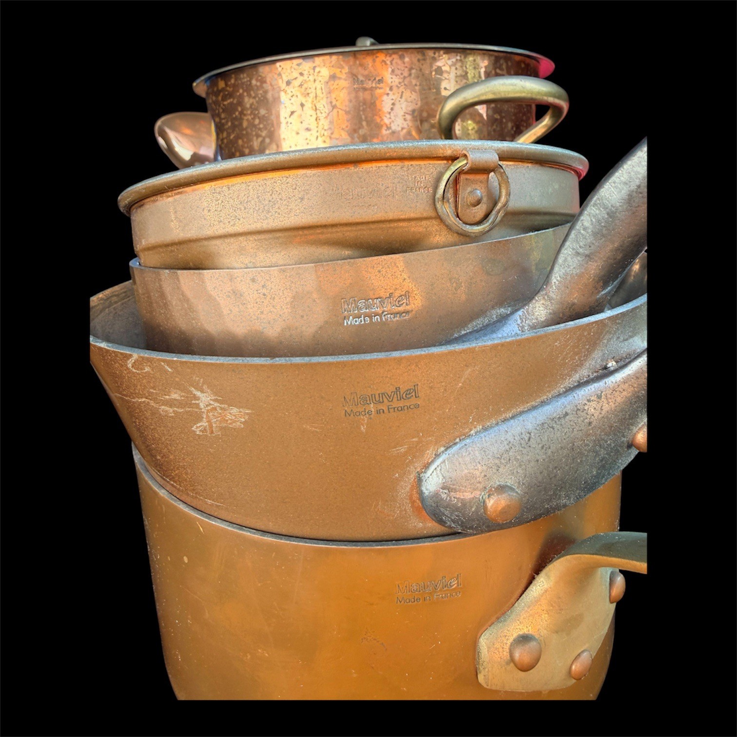 Set of 6 Genuine Mauviel 1830 Copper Cookware Pieces Made in France