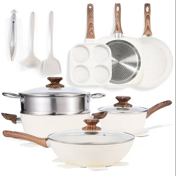 Gianna 17 Pcs Non-Stick Pots and Pans, Non-toxic Kitchen Cooking Set