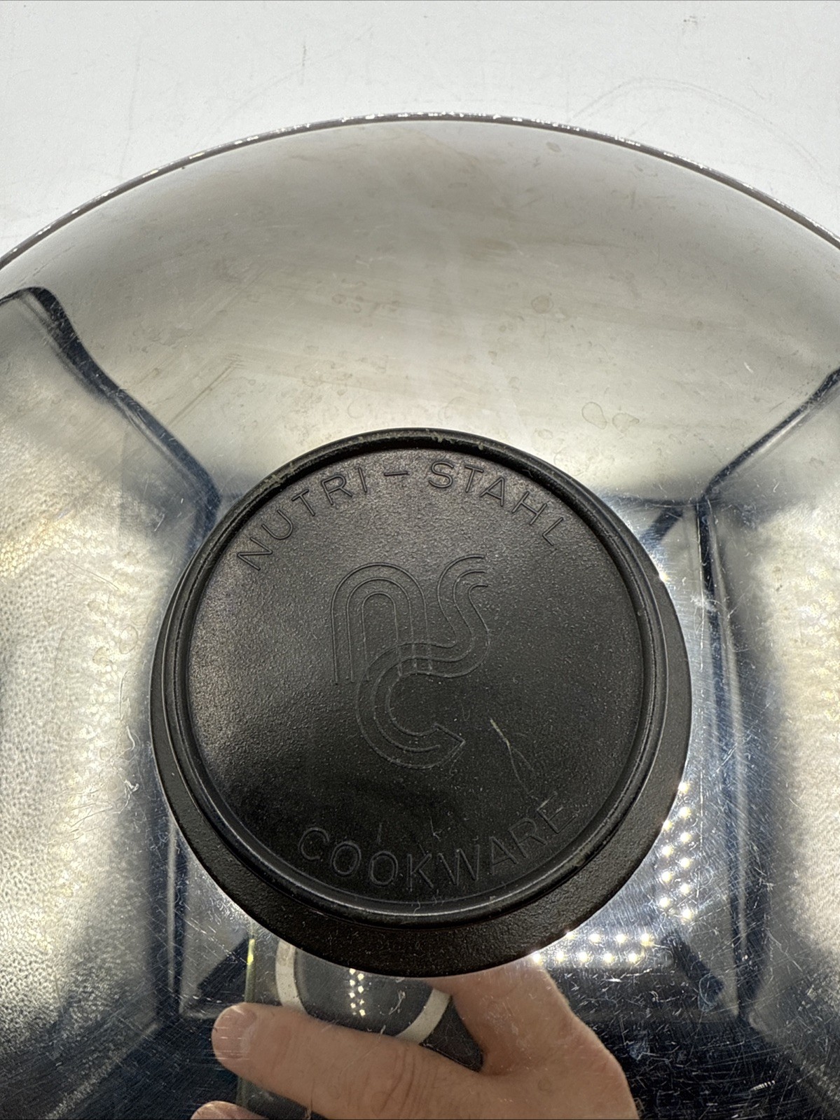 Nutri-Stahl Black Knob Handle Stainless Steel 10 1/4 inch Replacement Lid Only