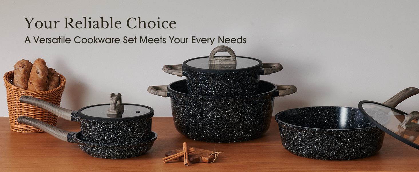 USELU Ceric Cookware Set 22 Piece Nonsti Pots and Pans Set Non Sti