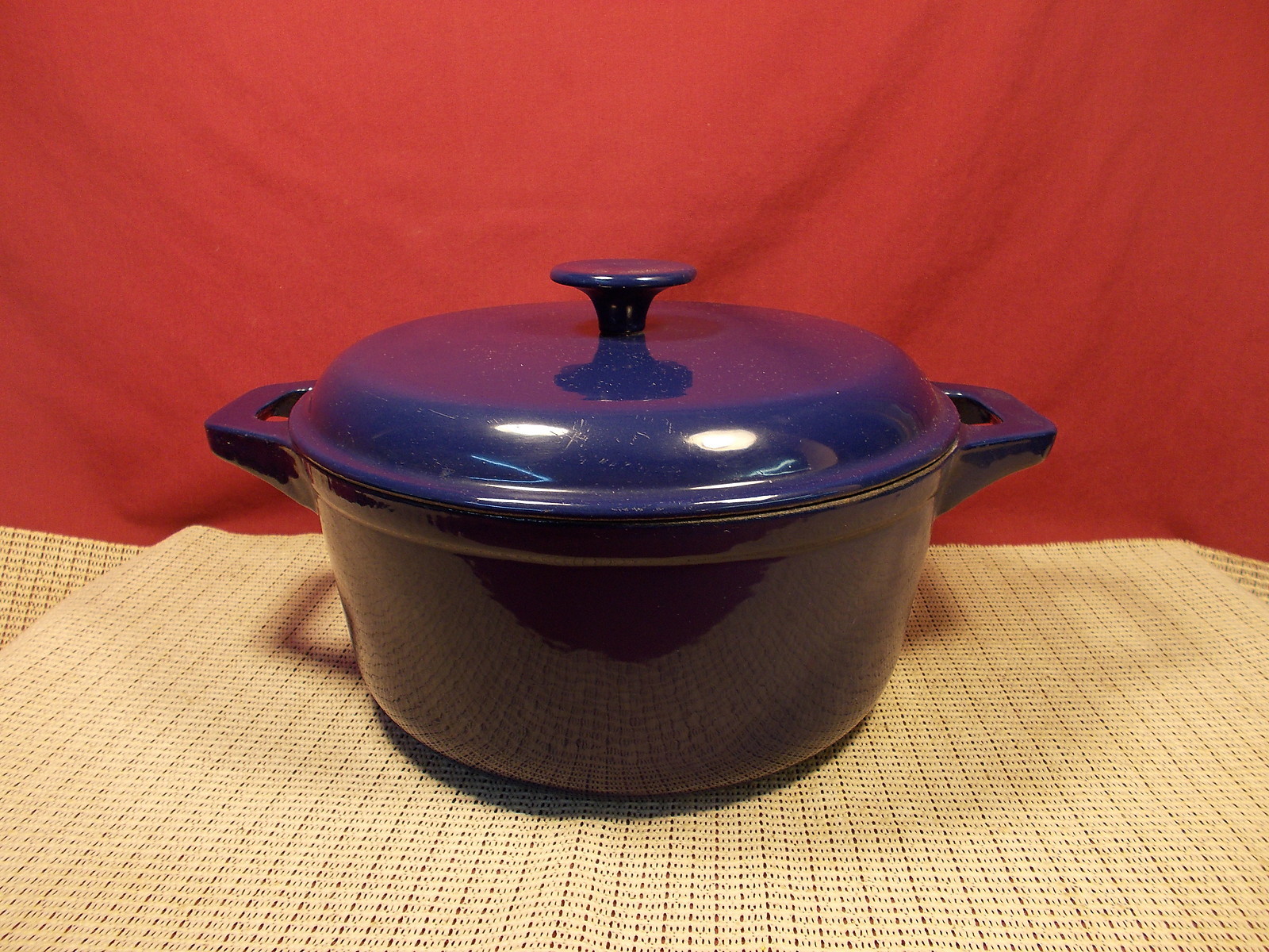 Technique Cast Iron Enameled Covered Dutch Oven Blue 9 3/4″ W