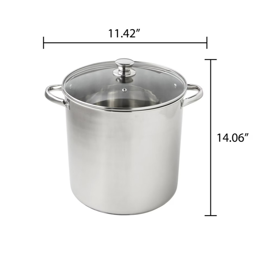 Large Stainless Steel Stock Pot 16 Quart Soup Stew Cooking Pot Lid