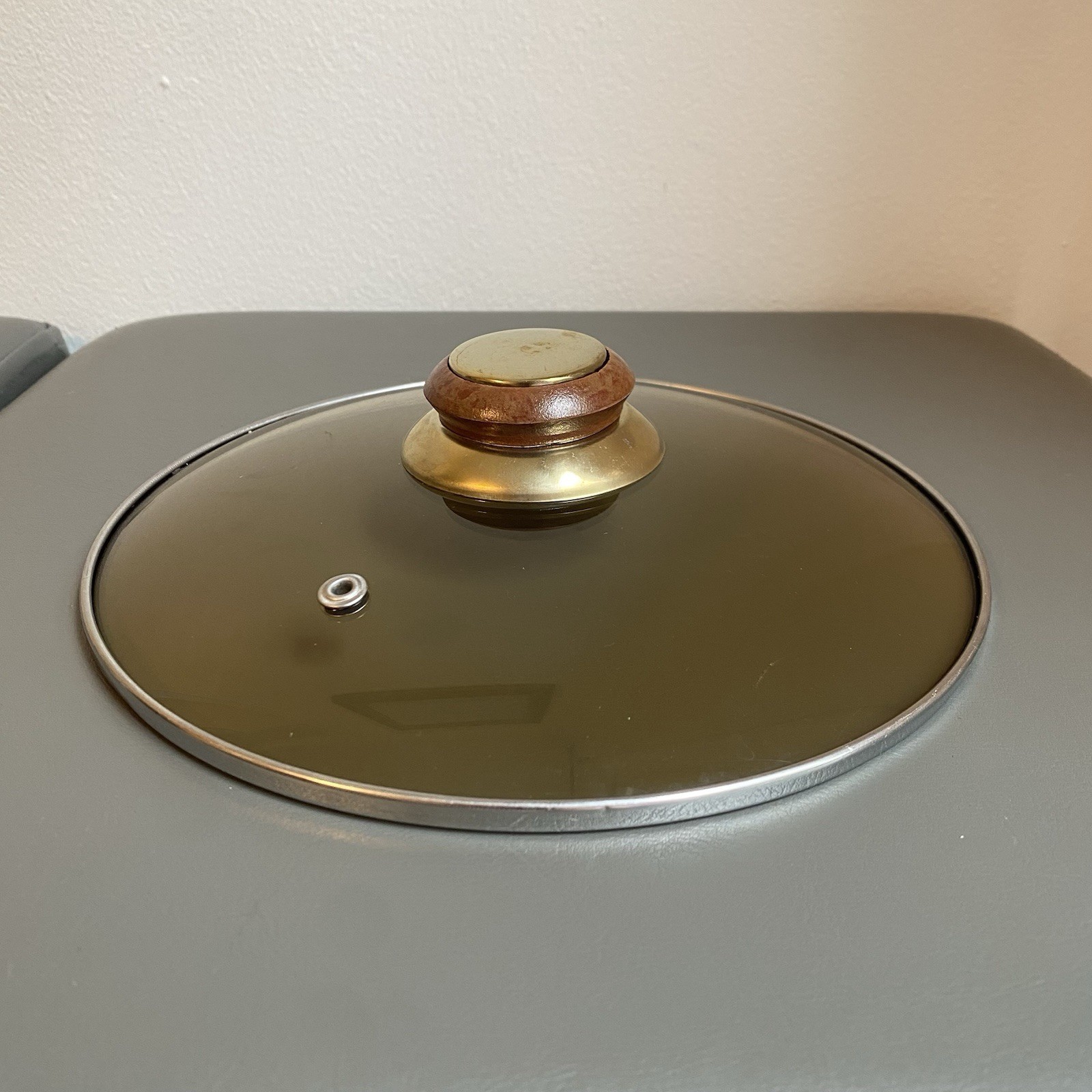 Amber Glass Brass Brown 8” Vented Pot Pan Lid