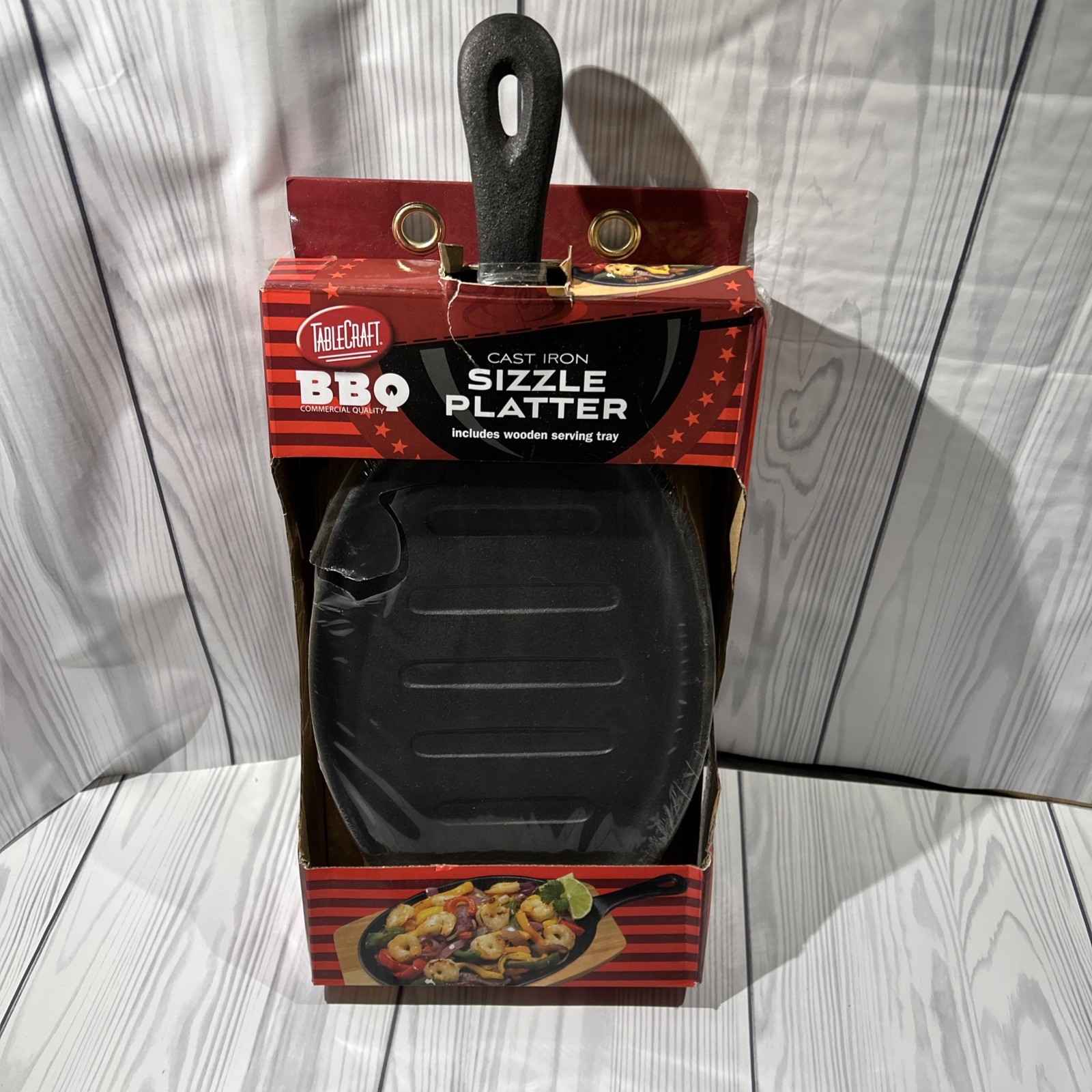 17″ Pre-Seasoned Cast Iron Fajita Skillet Set with Wood Serving Tray | Commer…