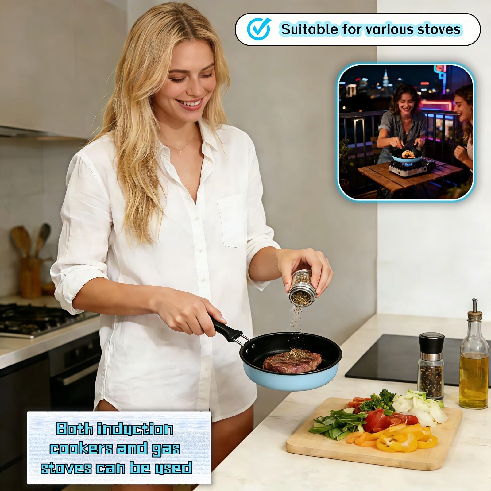 Mini Frying Pan 4.7 Inch Non-Stick Egg Pan for Gas, Induction, Electric Stove