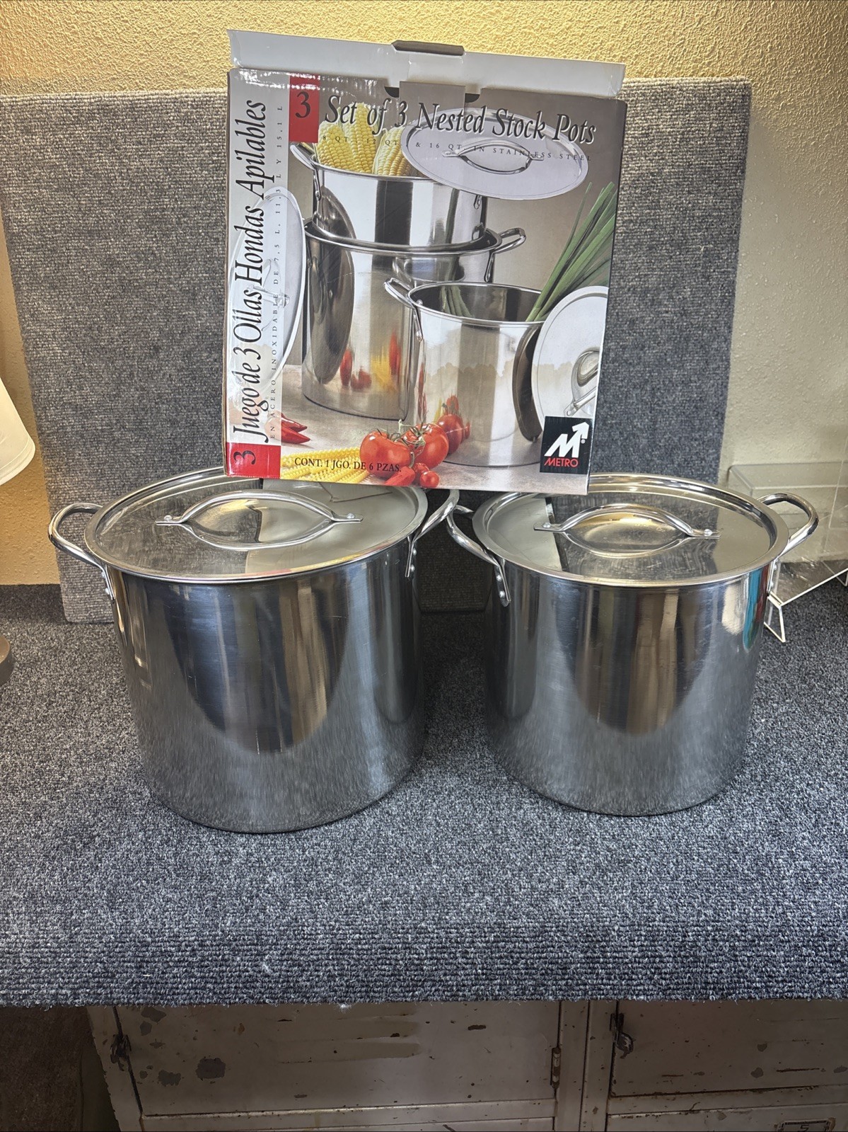 Metro~2 Nesting Stock Pots~12 and 16 Quarts~Stainless Steel~READ