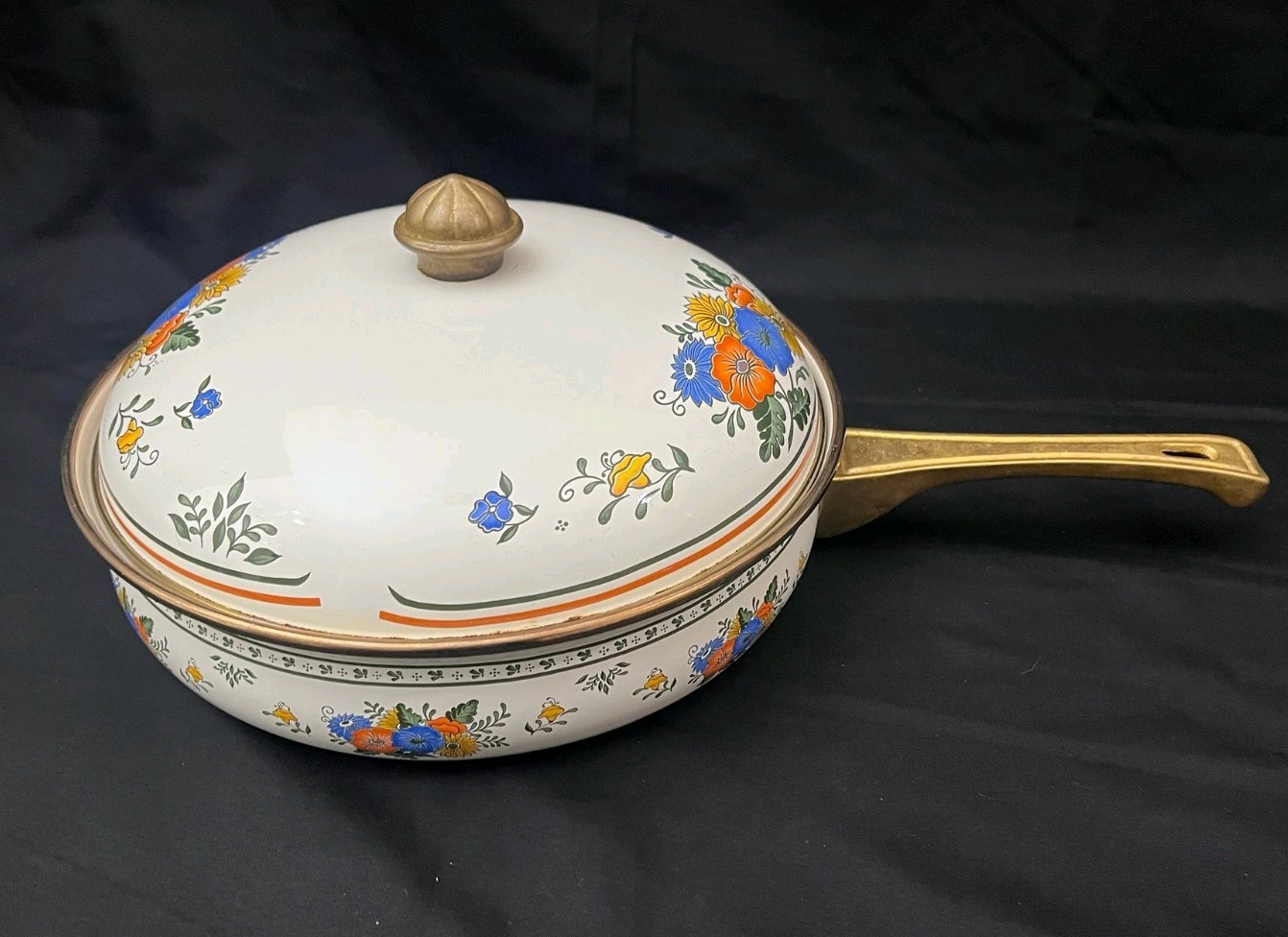 VTG Villeroy & Boch Alt Amsterdam “Flower C” Fry Pan Skillet Enamel Cookware 10″