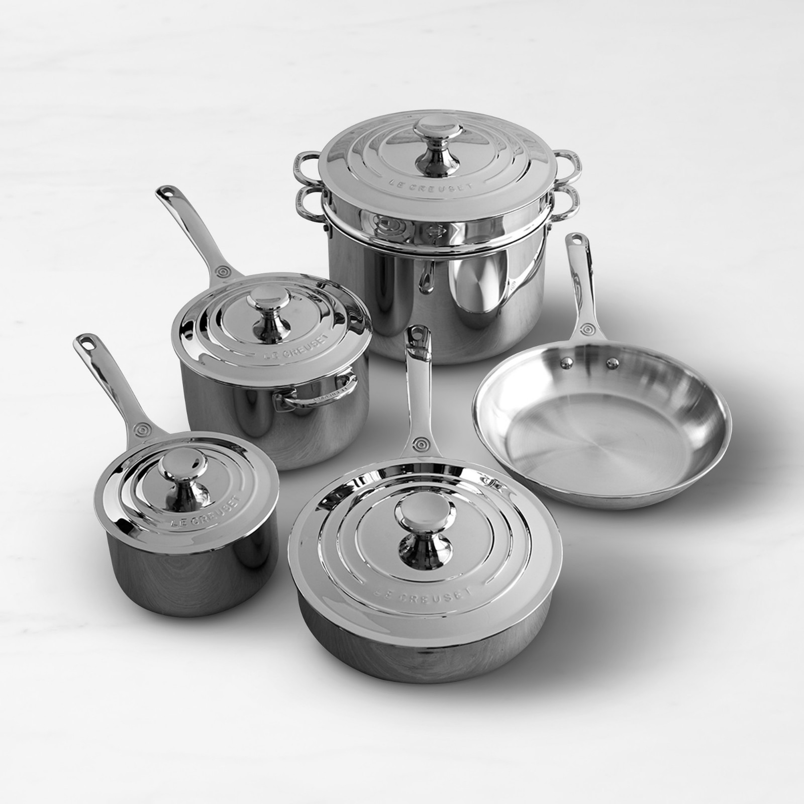 Le Creuset Signature Stainless-Steel 10-Piece Cookware Set, Free & Fast Shipping