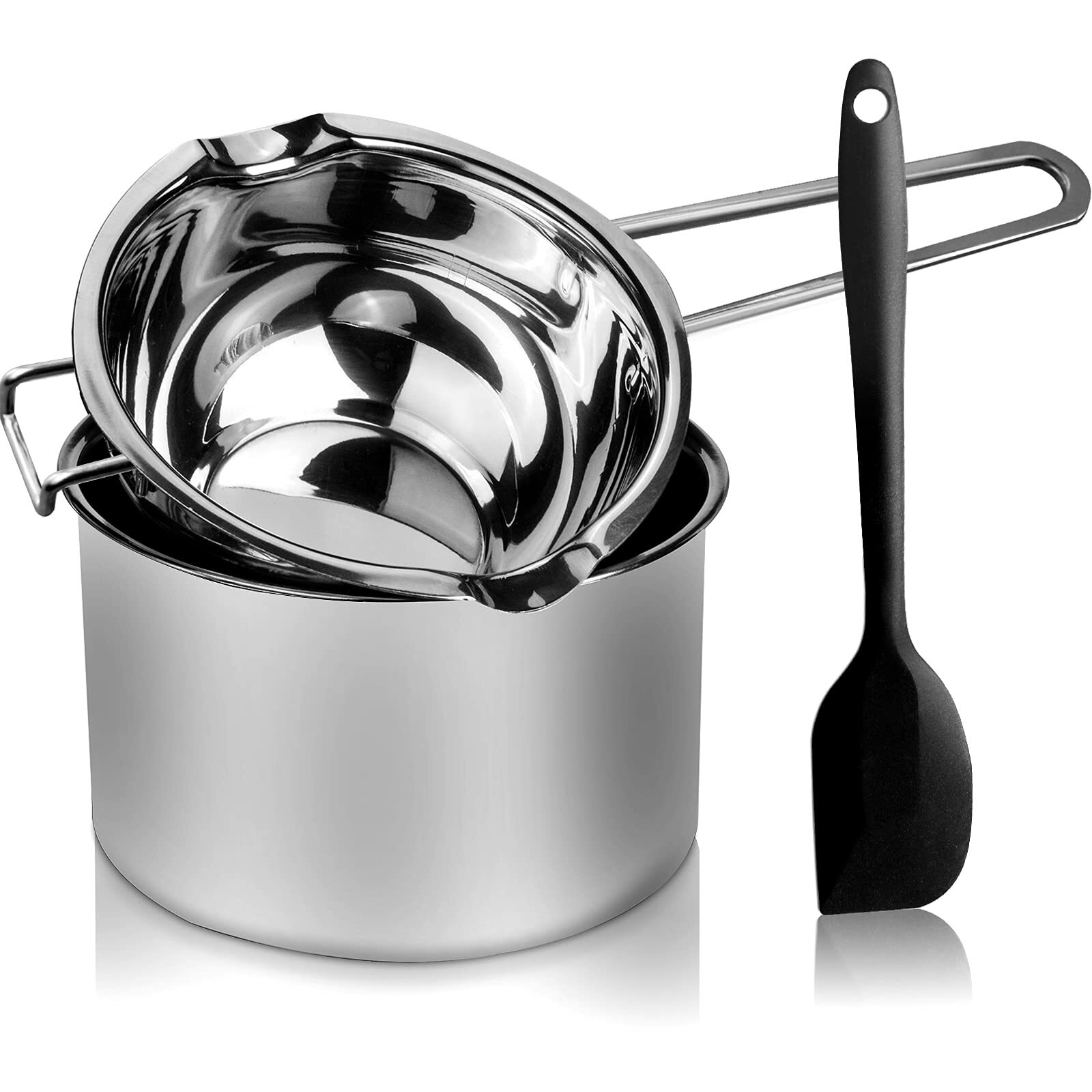 1000ML Double Boiler Pot with 2200ML Stainless Steel Pot and Silicone Spatula…