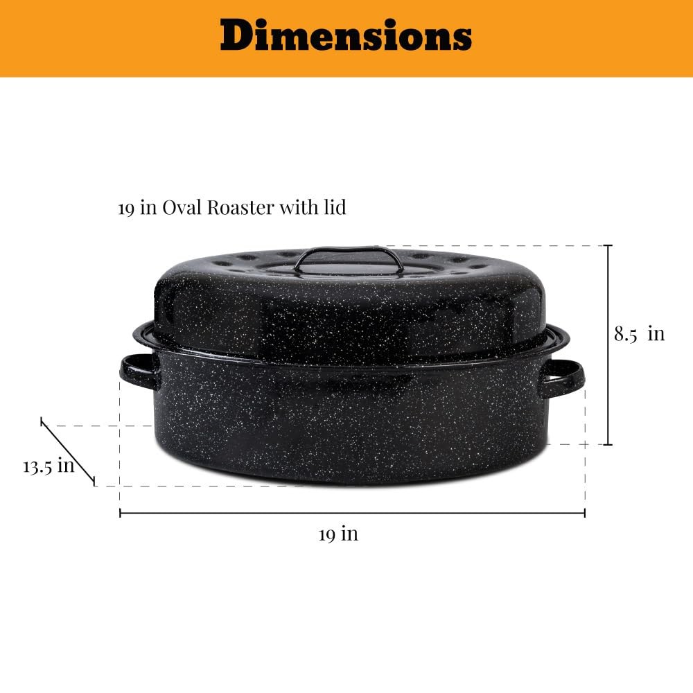 19 in Oval Roaster Set (10pcs), includes Lid, Rack, 2 pack brining bags, oven…