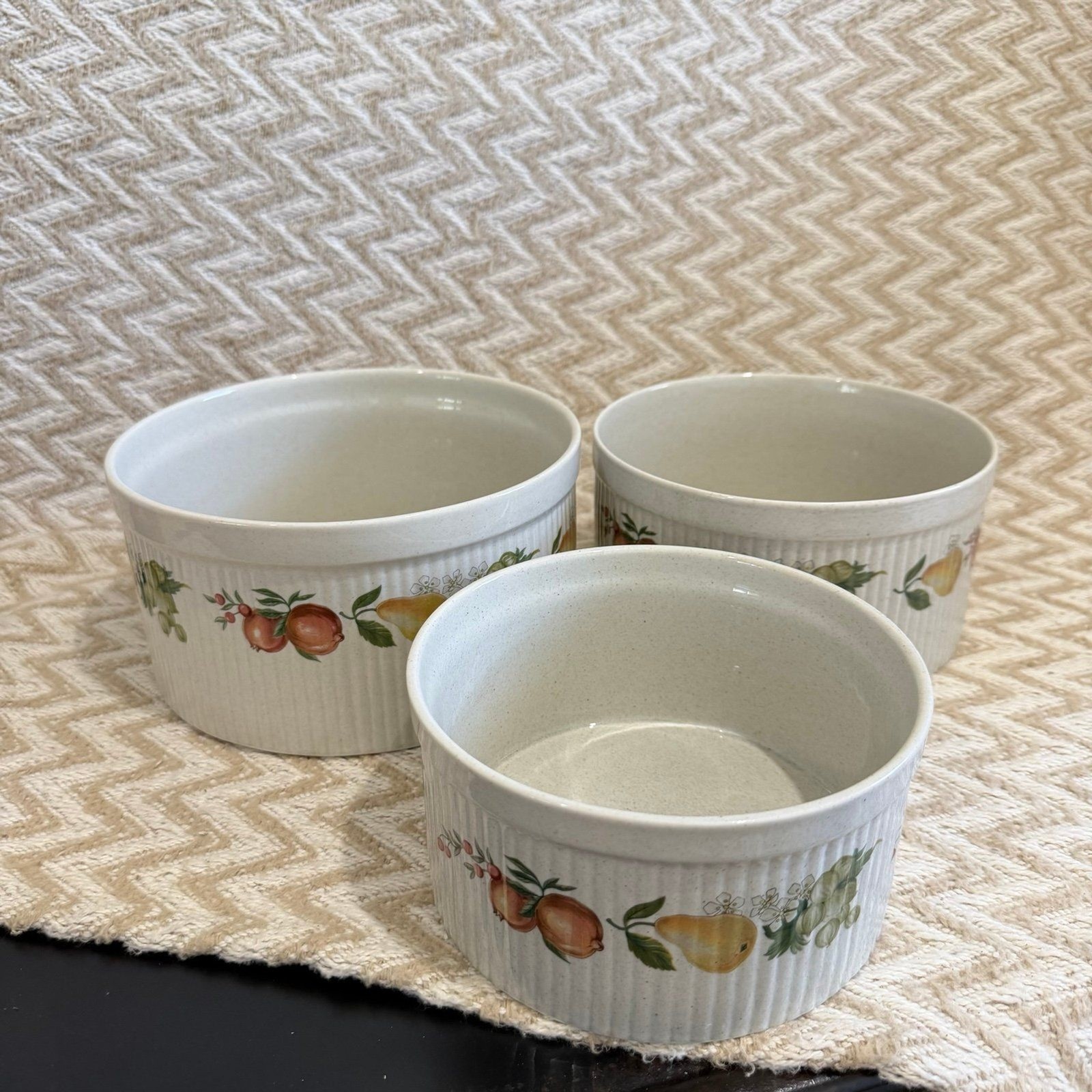 Quince by Wedgewood Set of 3 Stoneware Soufflé Casserole Bakeware Dishes
