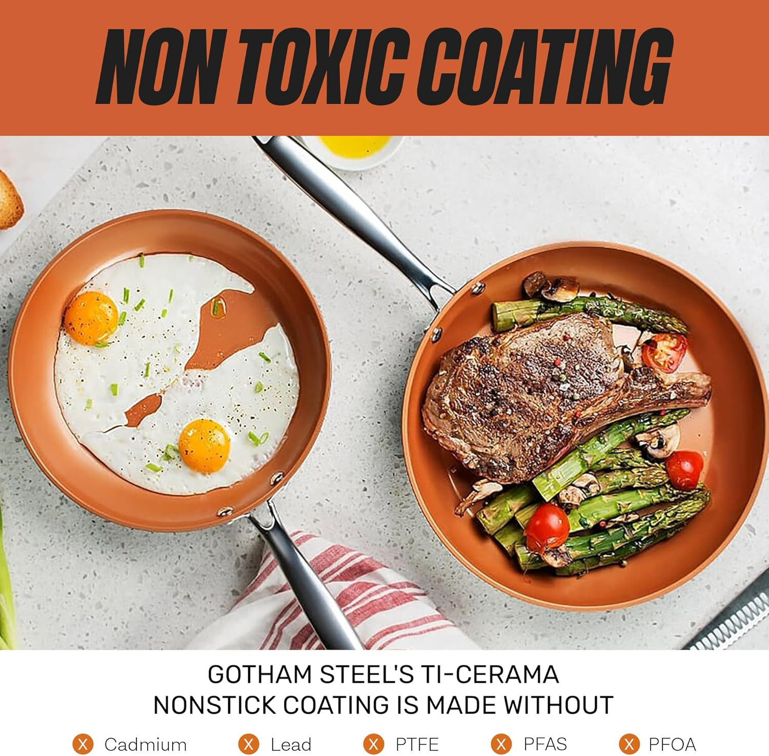 Gotham Steel 12 Pc Ceramic Cookware Set Nonstick, Ceramic Pots and Pans Set Non