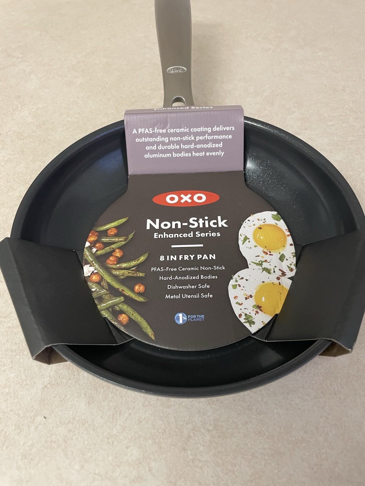 OXO Enhanced 8″ Frying Pan Skillet, PFAS-Free Ceramic Nonstick, Black