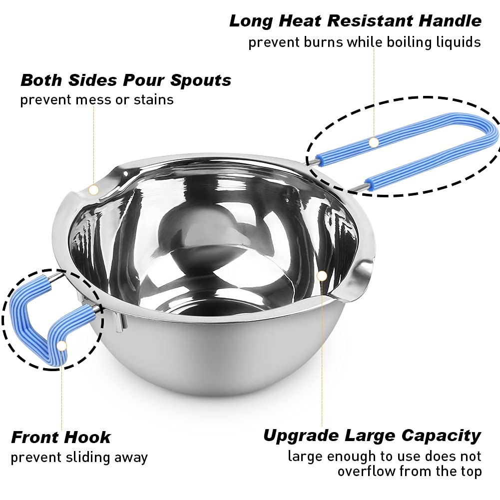 680M Double Boiler Pot Set,0.7QT Chocolate Melting Pots and 1600ML/1.7QT Stai…
