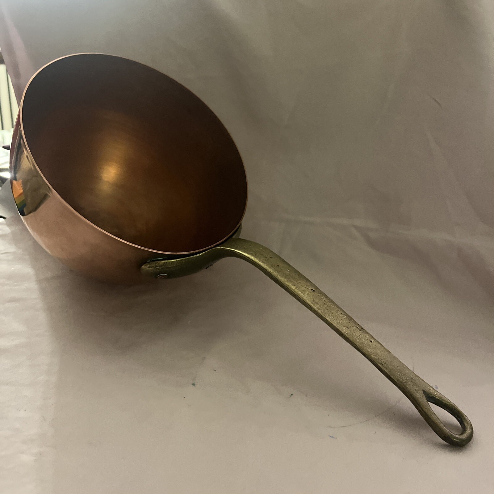 BAZAAR DE LA CUISINE NY/NY SOLID COPPER POT WITH BRASS HANDLE 7”