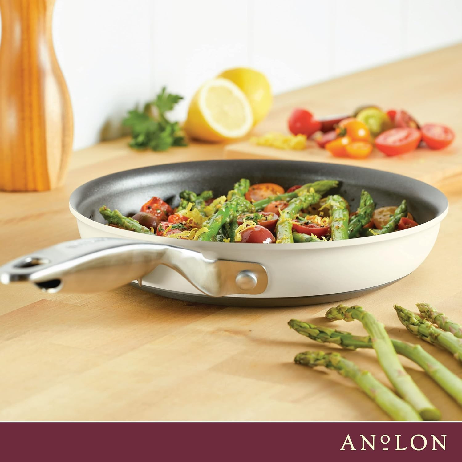 Achieve Hard Anodized Nonstick Frying Pan/Skillet, 8.25 Inch, Cream