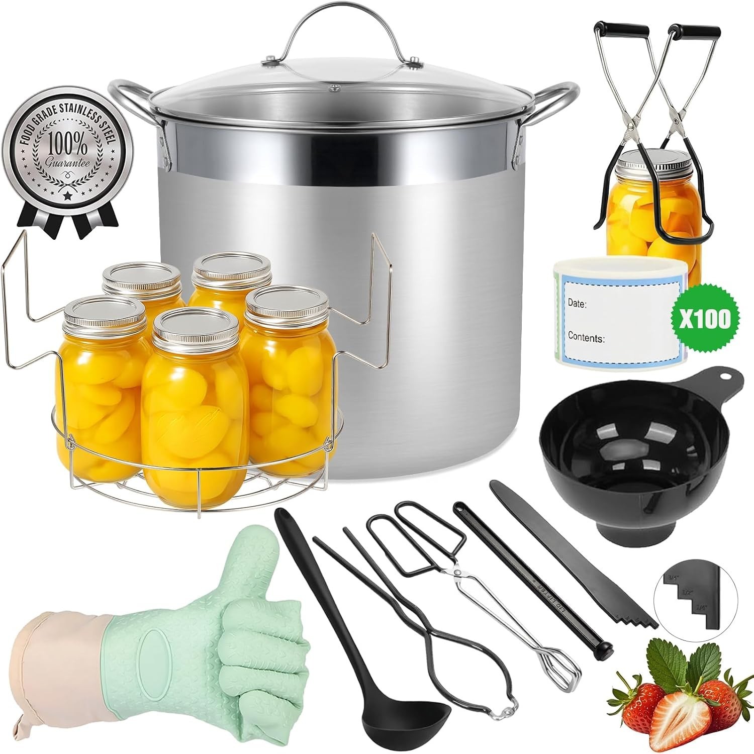 Stainless Steel Canning Pot with Rack and Lid, Large Water Bath Canner, Full …