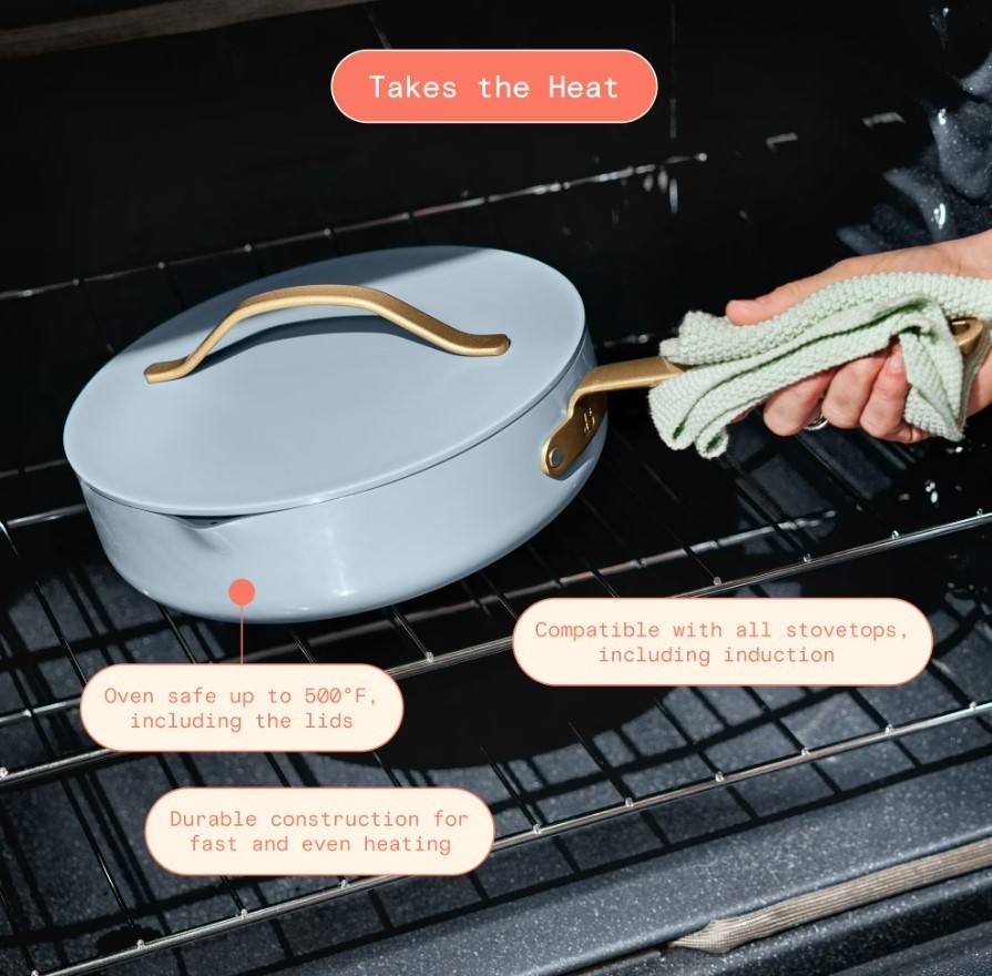 Beautiful 5.5 Quart Ceramic Non-Stick Sauté Pan with Strainer Lid